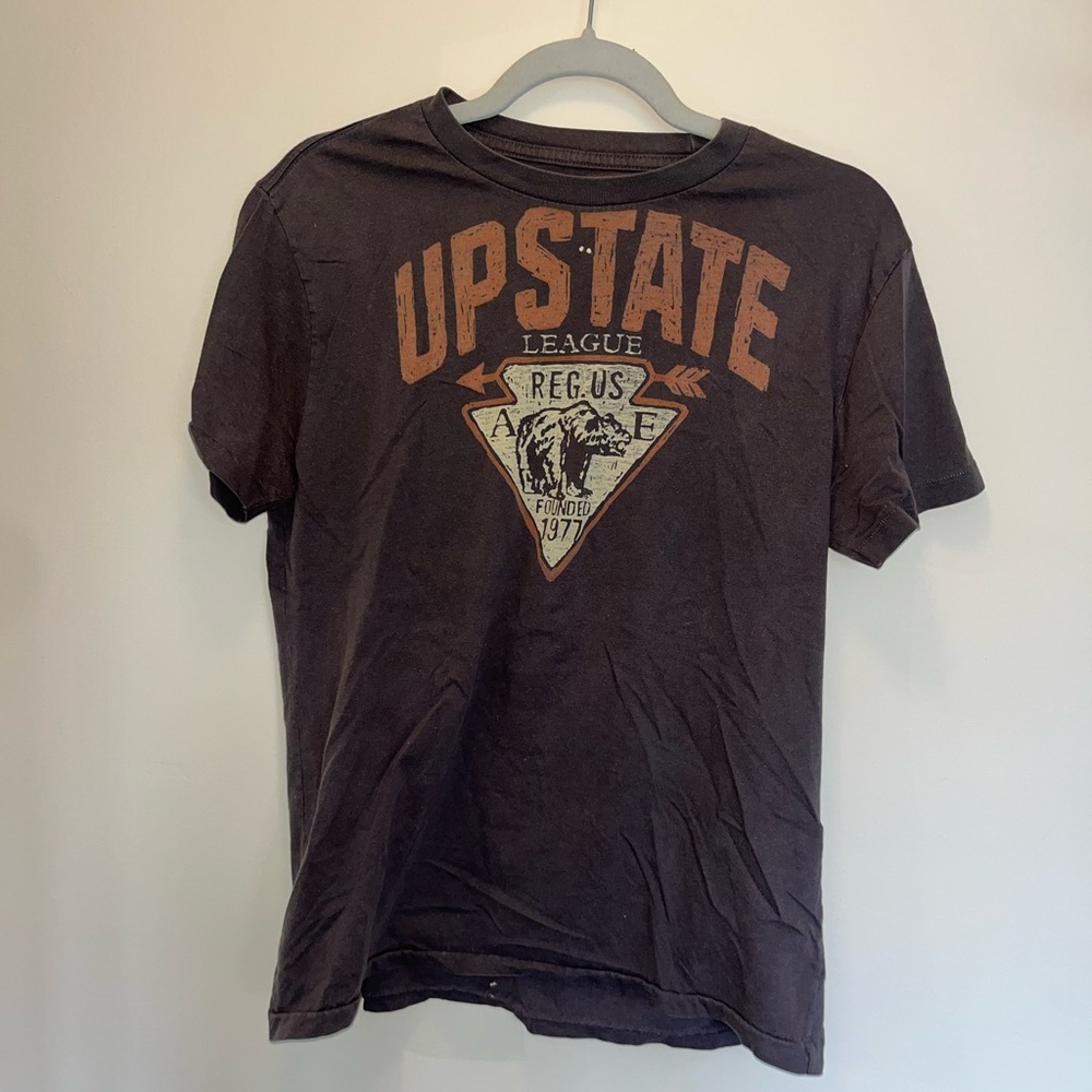 American Eagle Outfitters Brown Short Sleeve Tee with Graphic Design